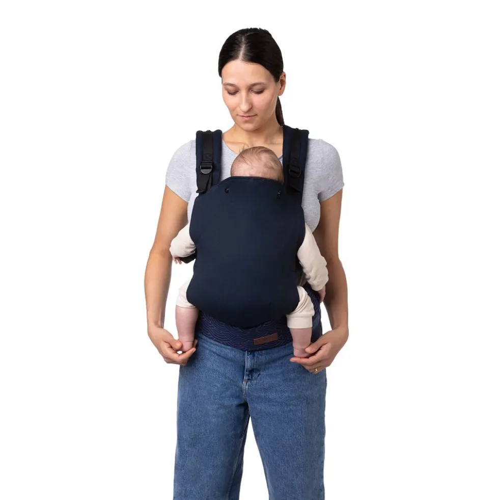 Nosidło ergonomiczne MoMi Collet z kapturem, 2 pozycje noszenia, granatowe
