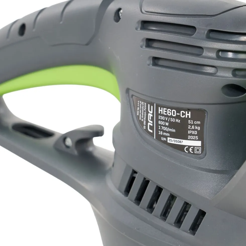 Nożyce elektryczne do żywopłotu NAC HE60-CH, 600 W, 51 cm