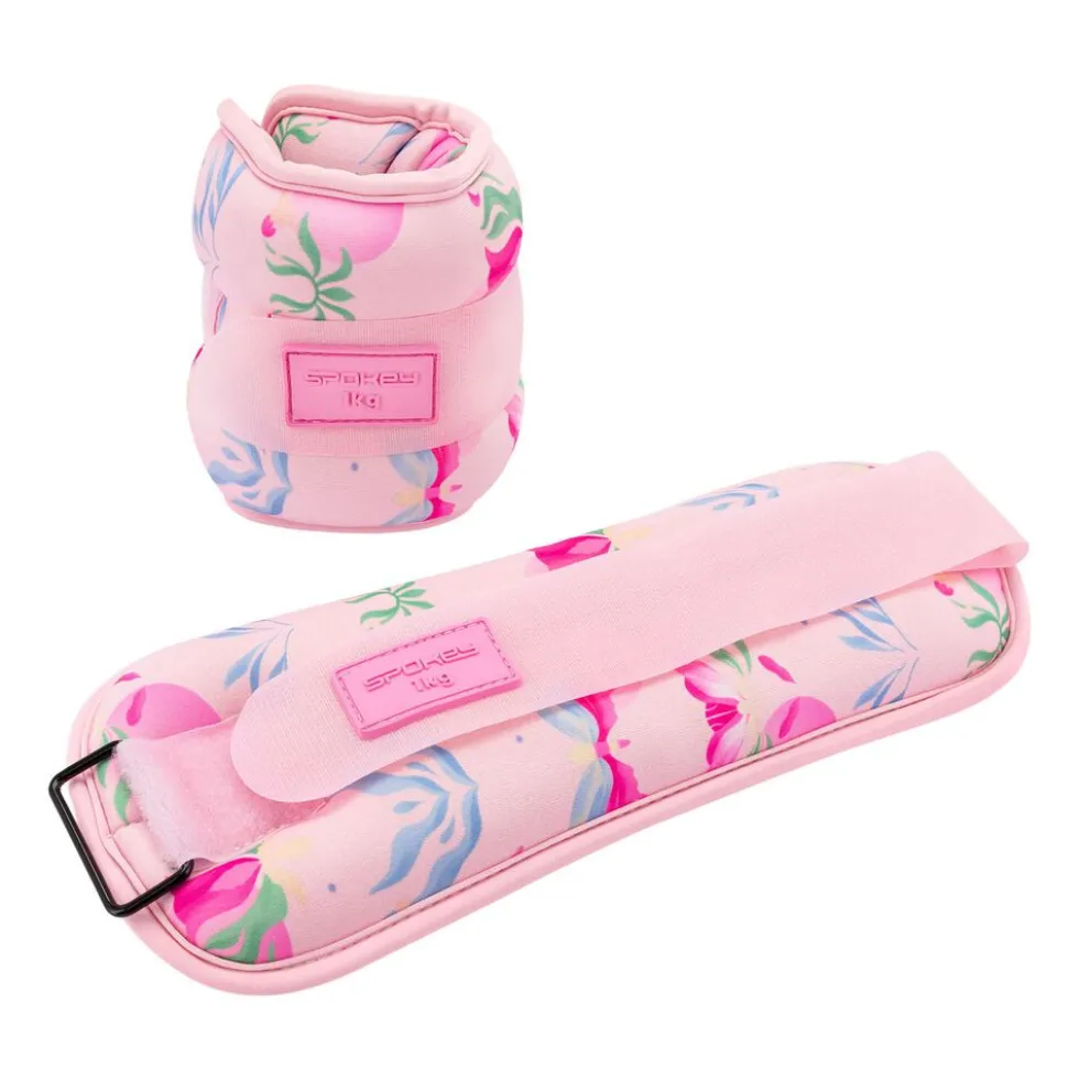 Obciążniki na kostki i nadgarstki Spokey The Bloom Form, 2 x 1 kg, różowe