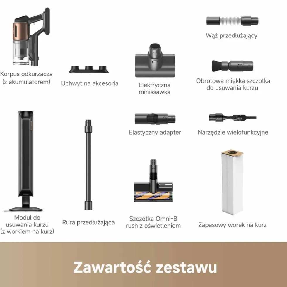 Odkurzacz pionowy Z20 Station, 26 kPa, ze stacją i funkcją samoopróżniania, szary