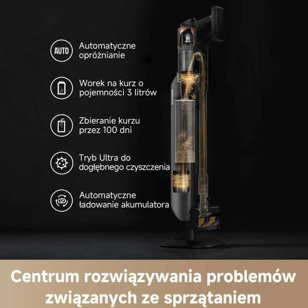 Odkurzacz pionowy Z20 Station, 26 kPa, ze stacją i funkcją samoopróżniania, szary