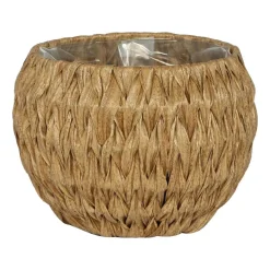 Okrągła donica technorattanowa Meven, 31,5 x 20,5 cm, beżowa