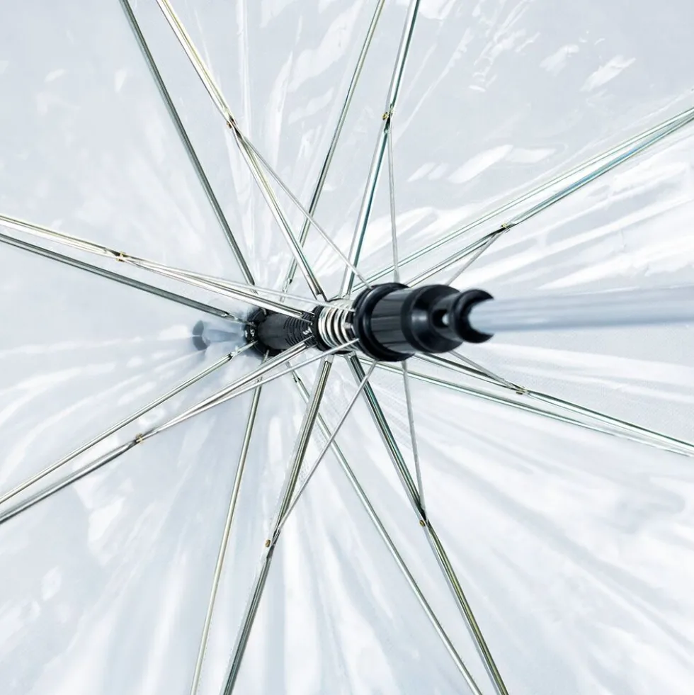 Parasol, 90 cm przezroczysty, niebieska lamówka