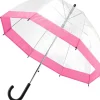 Parasol, 90 cm, przezroczysty, różowa lamówka
