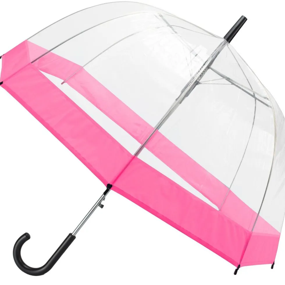 Parasol, 90 cm, przezroczysty, różowa lamówka