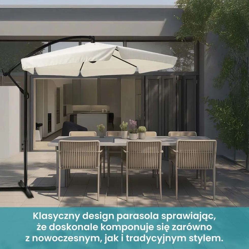 Parasol ogrodowy Black Forest, 300 cm, na wysięgniku, z boczkami, beżowy