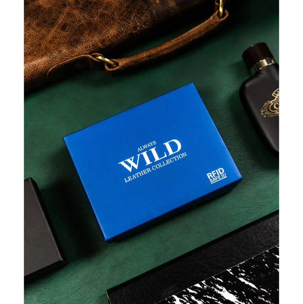 Pionowy portfel męski Always Wild z ochroną RFID, 13 x 10 x 2 cm