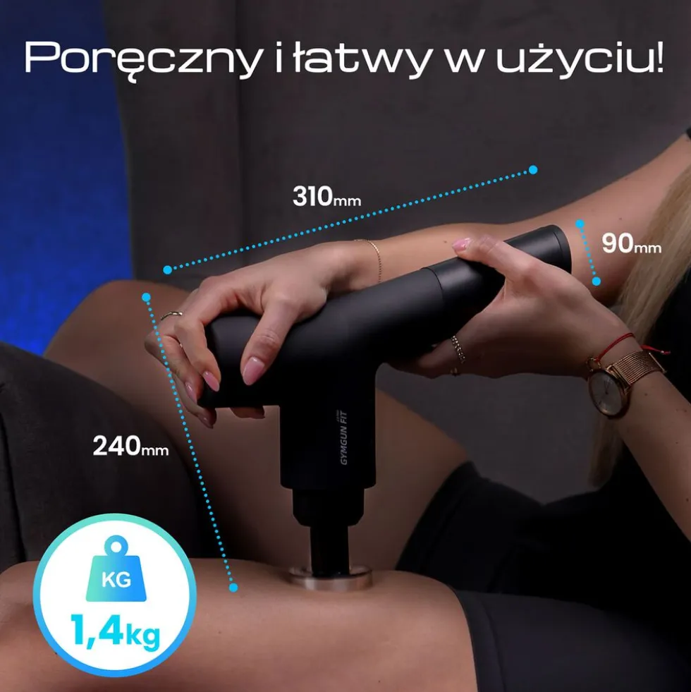 Pistolet do masażu Gymtastic Gymgun Fit 2.0, 7 głowic, 6 poziomów intensywności