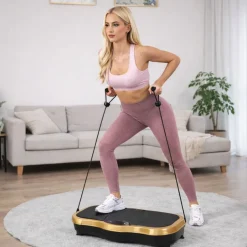Platforma wibracyjna do ćwiczeń fitness Extralink Moonwalk Spinmove, czarno-złota