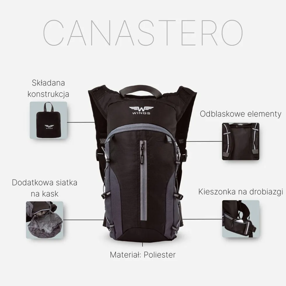 Plecak rowerowy Wings Canastero, 10 l, czarny