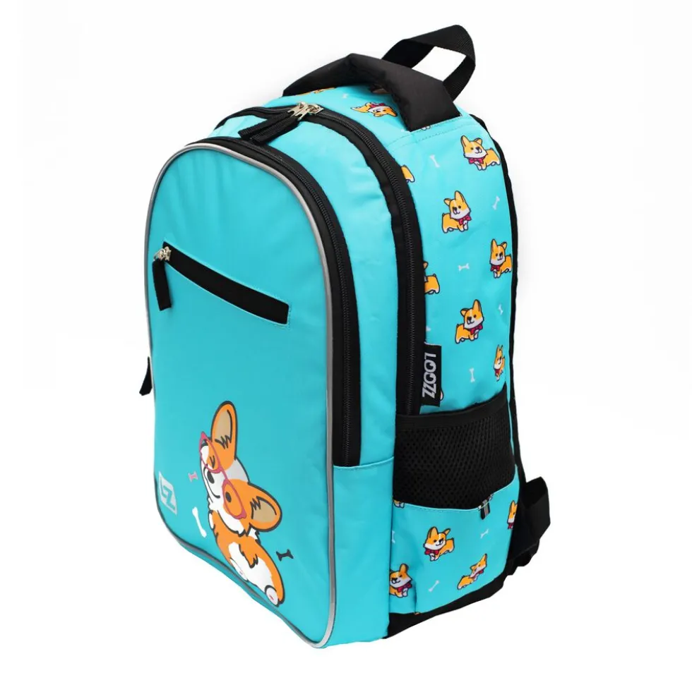 Plecak szkolny, wzór Corgi Dog, dwukomorowy, 1-3 klasa
