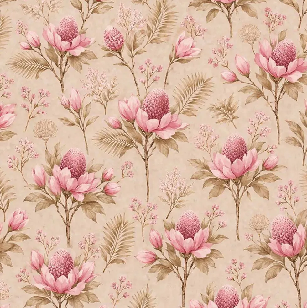 Pościel bawełniana 140 x 200 cm Pation Home Flora, beżowa