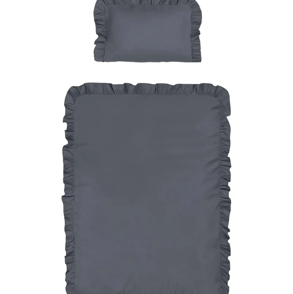 Pościel niemowlęca 90 x 120 cm Pure, z falbaną, grafitowa