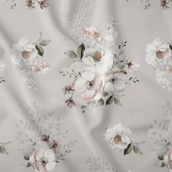 Pościel satynowa 140 x 200 cm Home Satin, szara w wiosenne kwiaty