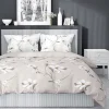 Pościel satynowa 160 x 200 cm Home Satin, kwiaty, beżowa