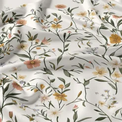 Pościel satynowa 160 x 200 cm Home Satin, brązowe kwiatki, biała