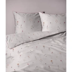 Pościel z perkalu 160 x 200 cm Lame Percale, kolorowe kwiatki, różowa