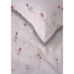 Pościel z perkalu 160 x 200 cm Lame Percale, kolorowe kwiatki, różowa