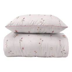 Pościel z perkalu 160 x 200 cm Lame Percale, kolorowe kwiatki, różowa