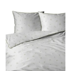 Pościel z perkalu 160 x 200 cm Lame Percale, kwiatki, biała