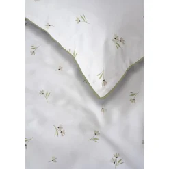 Pościel z perkalu 160 x 200 cm Lame Percale, kwiatki, biała