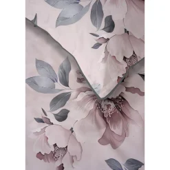 Pościel z perkalu 160 x 200 cm Lame Percale, kwiaty, różowa