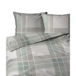 Pościel z perkalu 160 x 200 cm Lame Percale, geometria, zielona