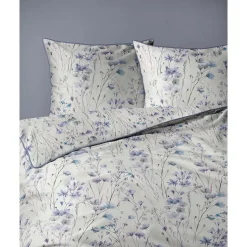 Pościel z perkalu 160 x 200 cm Lame Percale, niebieskie kwiatki