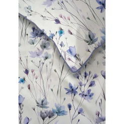 Pościel z perkalu 160 x 200 cm Lame Percale, niebieskie kwiatki