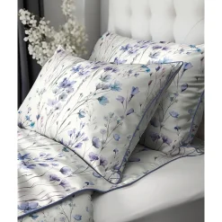 Pościel z perkalu 160 x 200 cm Lame Percale, niebieskie kwiatki