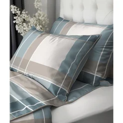 Pościel z perkalu 160 x 200 cm Lame Percale, geometria, niebieska