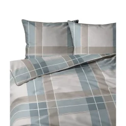 Pościel z perkalu 160 x 200 cm Lame Percale, geometria, niebieska