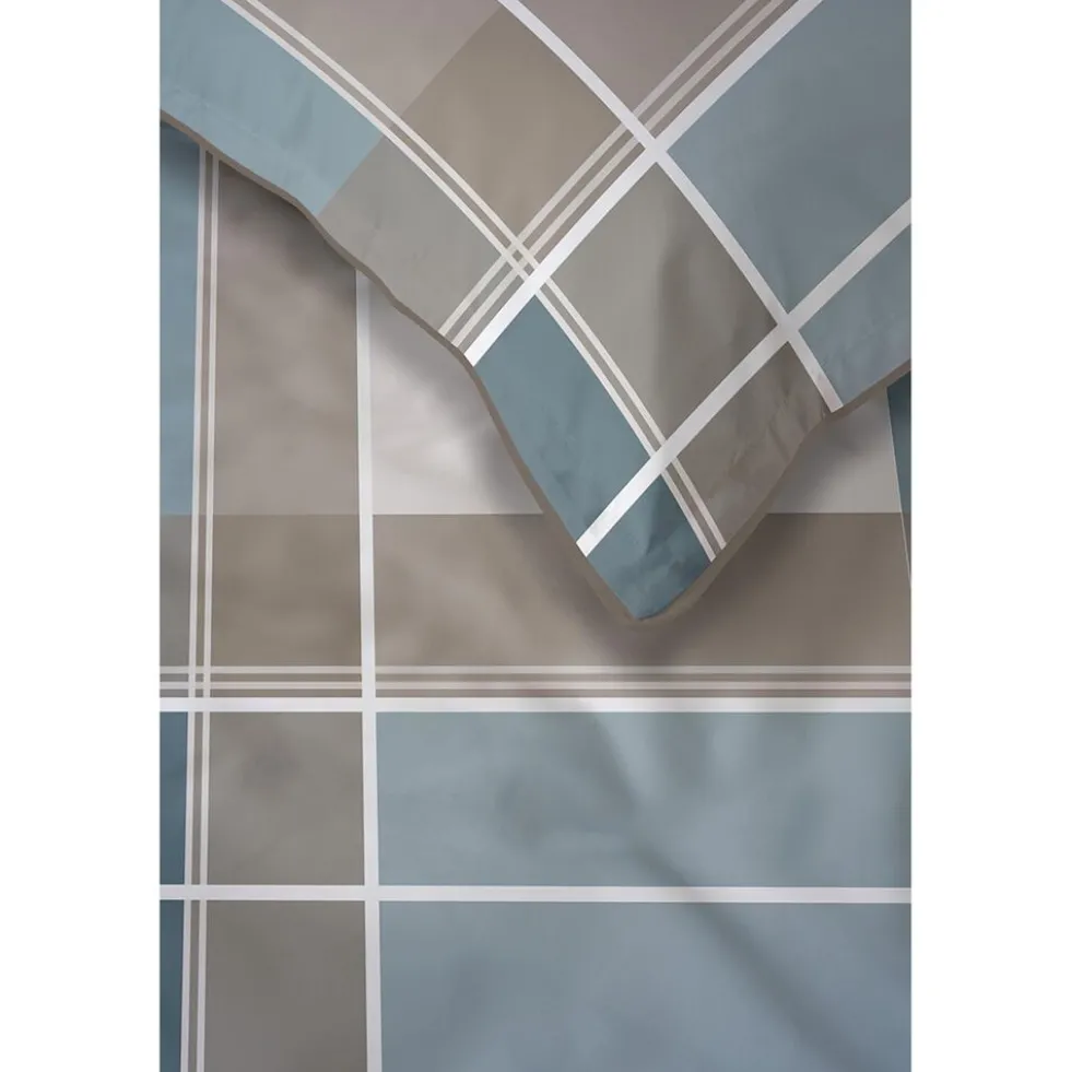 Pościel z perkalu 160 x 200 cm Lame Percale, geometria, niebieska