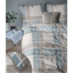 Pościel z perkalu 160 x 200 cm Lame Percale, geometria, niebieska