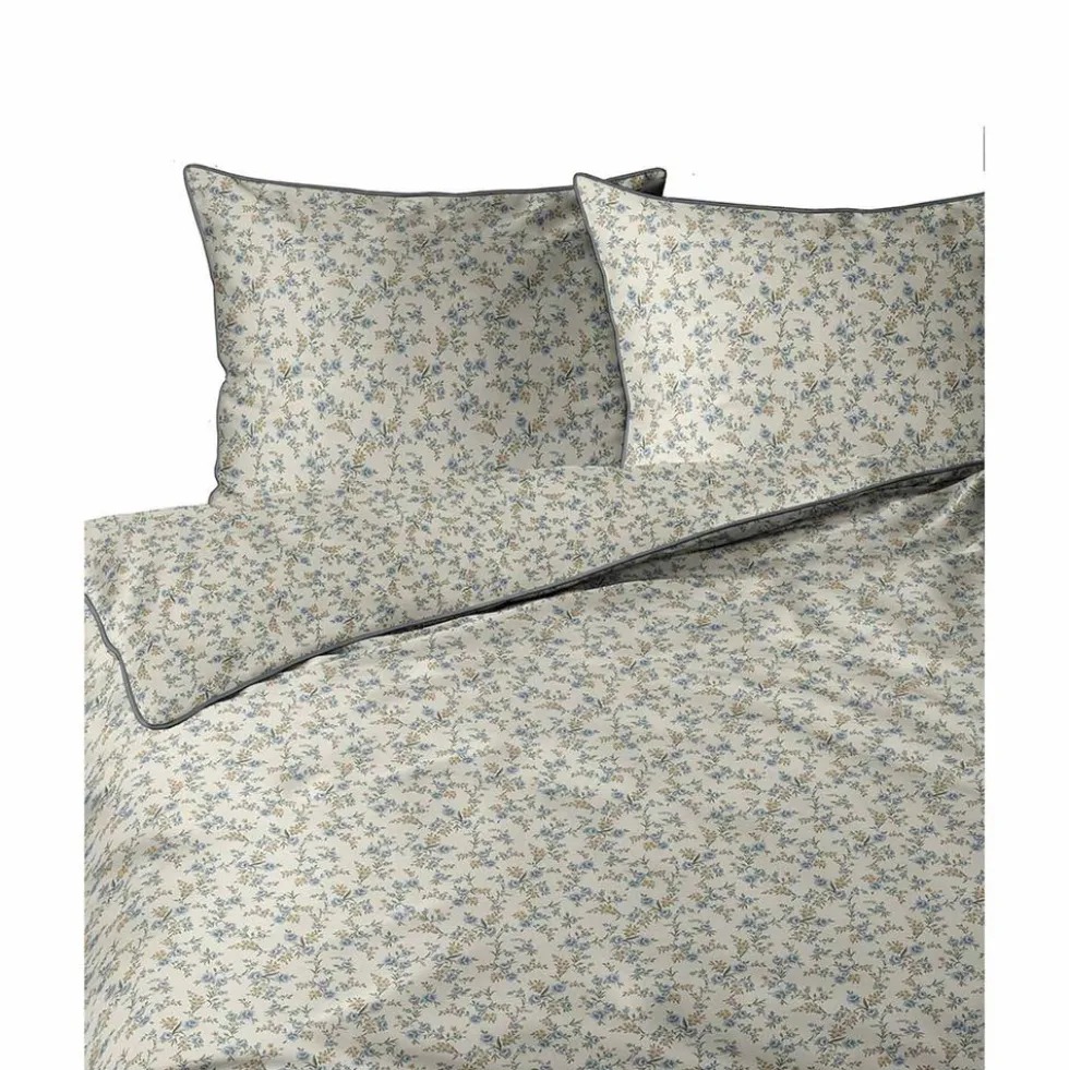 Pościel z perkalu 160 x 200 cm Lame Percale, kwiatki, ecru