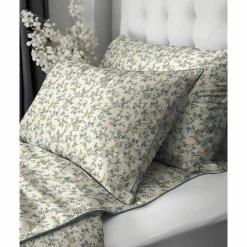 Pościel z perkalu 160 x 200 cm Lame Percale, kwiatki, ecru
