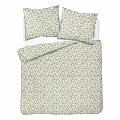 Pościel z perkalu 160 x 200 cm Lame Percale, kwiatki, ecru