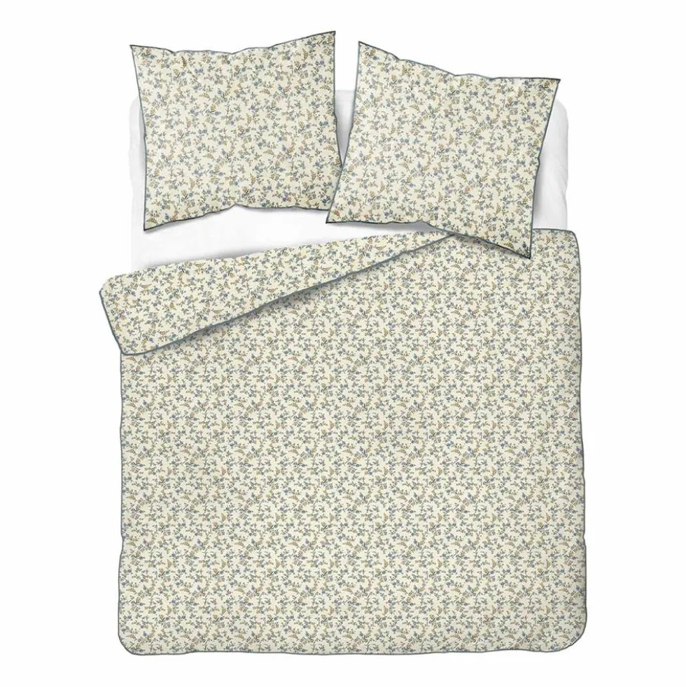 Pościel z perkalu 160 x 200 cm Lame Percale, kwiatki, ecru