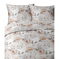 Pościel z perkalu 220 x 200 cm Lame Percale, beżowe kwiaty