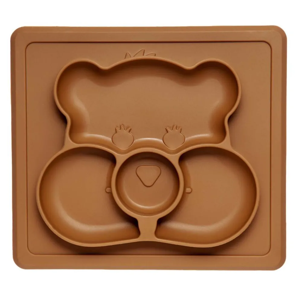 Podkładka Kidnort Retter Mjölk, kształt misia, z przegródkami, brązowa