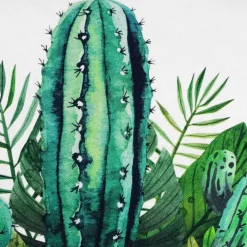 Poduszka Domarex Cleo Bahama Saguaro, 30 x 50 cm, kaktusy, biała