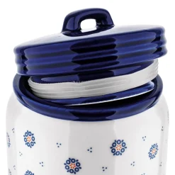 Pojemnik ceramiczny z pokrywką Tadar Folklor, 900 ml, biały