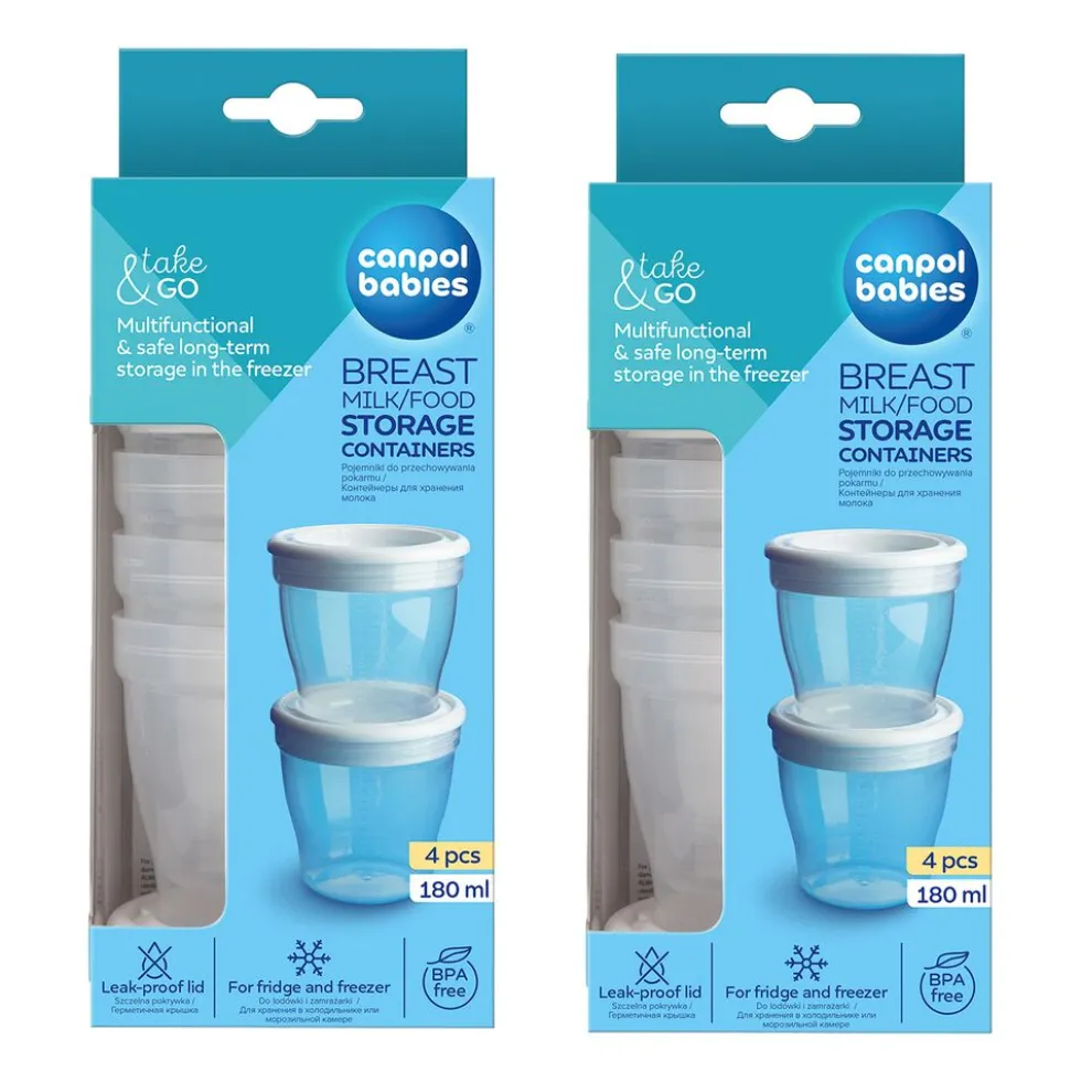Pojemniki do przechowywania pokarmu Canpol Babies, 180 ml, 8 sztuk