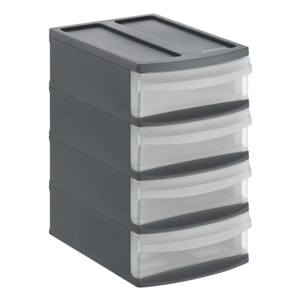 Pojemnik z 4 szufladami 14,1 x 19,5 x 23,3 cm Rotho Tower, antracytowy