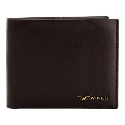 Portfel męski ze skóry bydlęcej Wings, 11 x 13 x 2 cm, RFID, brązowy