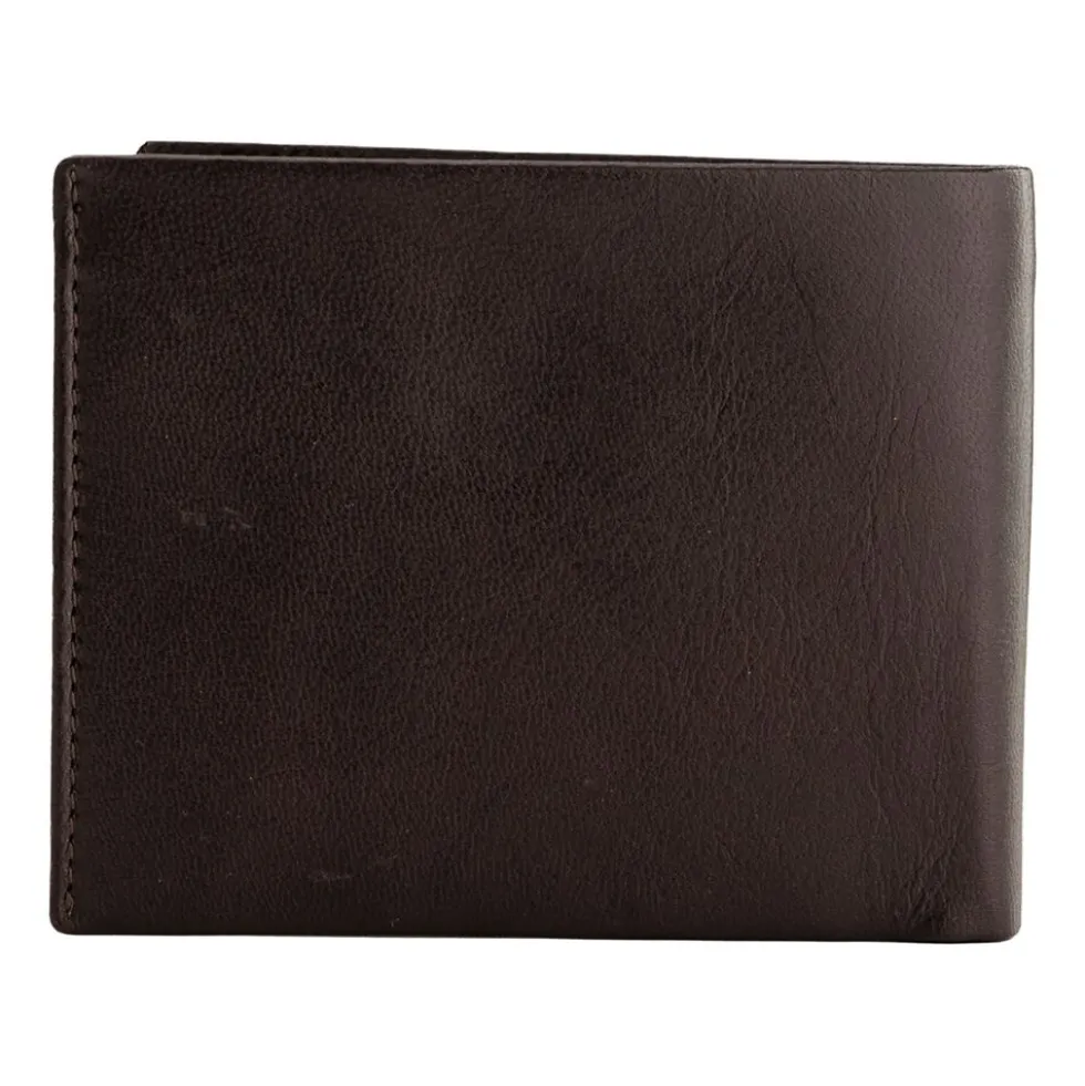 Portfel męski ze skóry bydlęcej Wings, 11 x 13 x 2 cm, RFID, brązowy