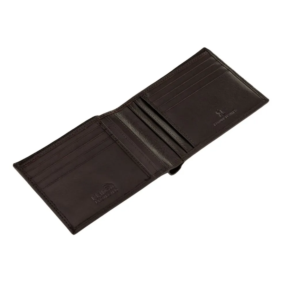 Portfel męski ze skóry bydlęcej Wings, 11 x 13 x 2 cm, RFID, brązowy