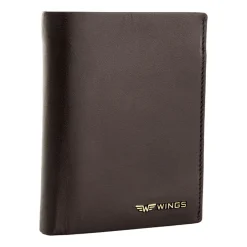 Portfel męski ze skóry bydlęcej Wings, 13 x 10 x 2 cm, RFID, brązowy