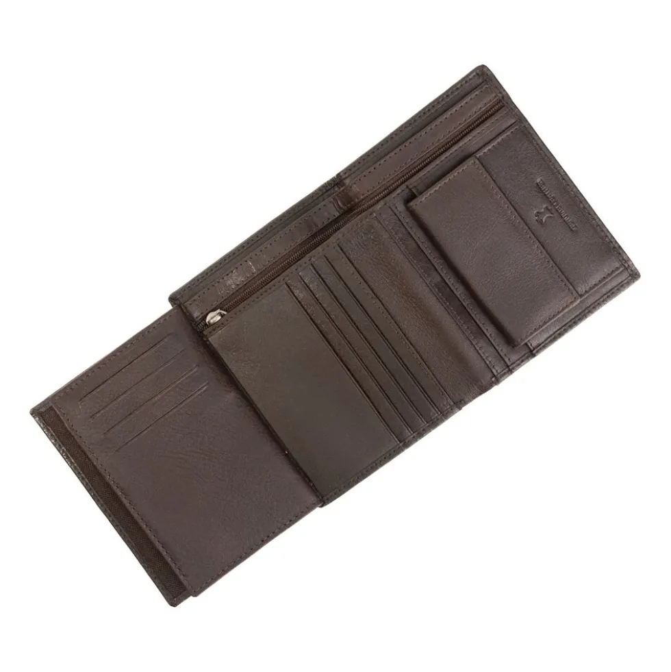Portfel męski ze skóry bydlęcej Wings, 13 x 10 x 2 cm, RFID, brązowy