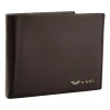 Portfel męski ze skóry koziej Wings, 11 x 13 x 2 cm, RFID, z kieszenią na monety, brązowy